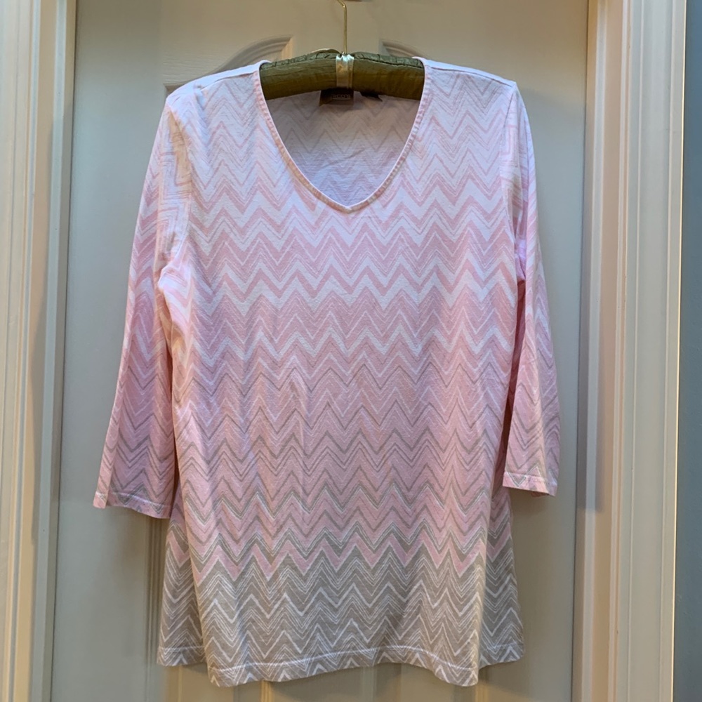 Pink and Gray Ombre 3/4 sleeve tee (S/M)